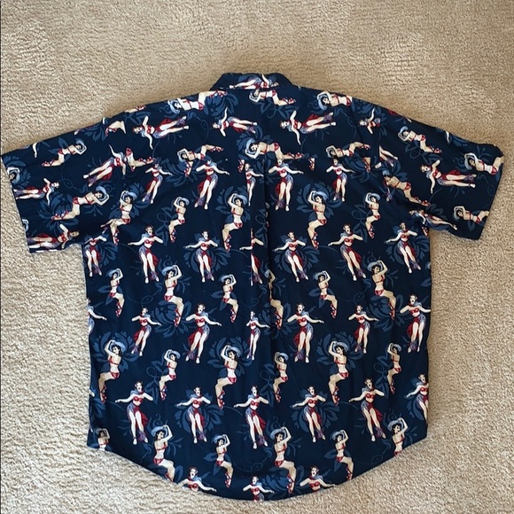 Men’s Hawaiian Shirt with Pinup Style Hula Girls - Picture 2 of 6